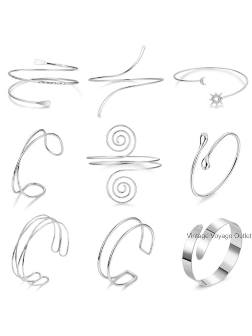 9Pc Gold Upper Arm Cuff Bracelet Set Adjustable Minimalist Armband Jewelry for